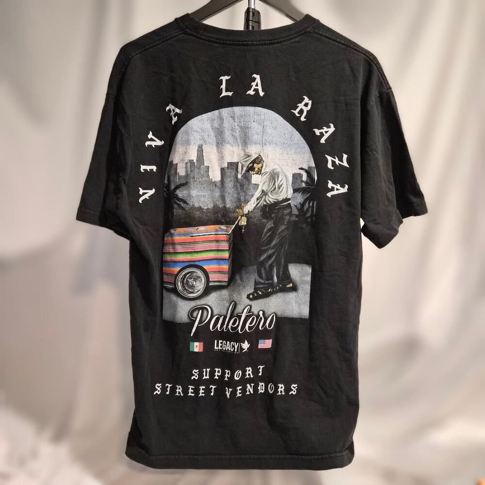 Legacy Viva La Raza Paletero Street‎ Vendor Graphic T-Shirt Black Large